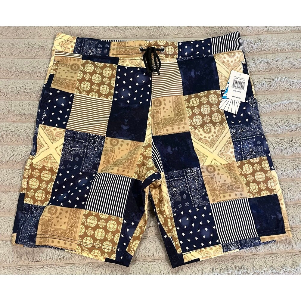 Touch Patchwork Print Board Shorts Men’s Large NWT Drawstring Streetwear